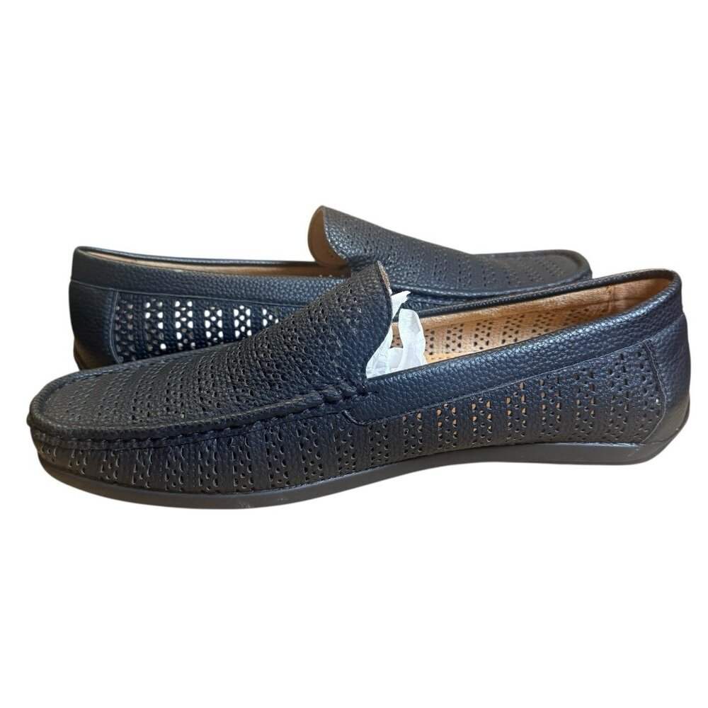 Montique Men's Black Weave Pattern Fashion Loafers Shoes Size 10.5  S22 - Picture 2 of 5